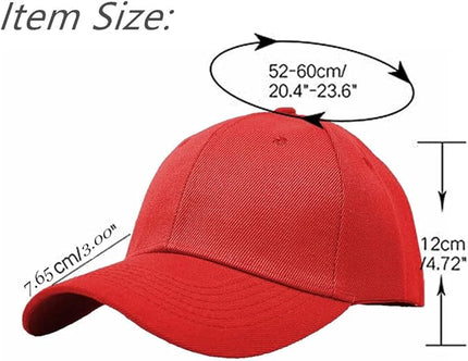 Glory Max Plain Baseball Cap Hook & Loop Strap Adjustable Solid Blank Curved Visor Hat