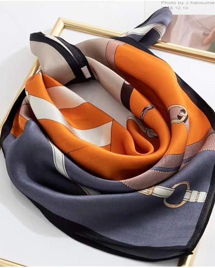 ANDANTINO 100% Real Mulberry Silk Scarf -21'' x 21''- Lightweight Neckerchief –Women Men Small Square Digital Printed Scarves