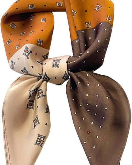kcctoo 27.5" Mulberry Silk Feeling Head Scarf Women's Fashion Square Neck Satin Scarfs for Bag Hair Scarves Gift