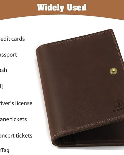 Jack&Chris Genuine Leather Passport Holder For Travel, RFID Blocking Handmade Passport Holder with Card Case Organized & Safe, Quality Travel Essentials for Women and Men for Gifting, Red Brown