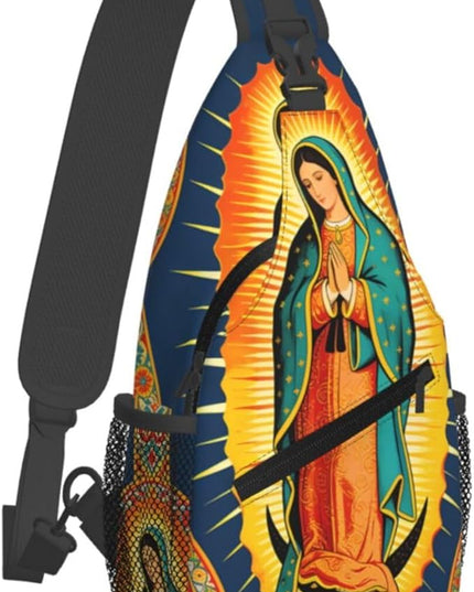 Our Lady of Guadalupe Sling Bag Crossbody Bags Clovers Chest Bag for Travel Hiking for Men Women Virgin Marys 5