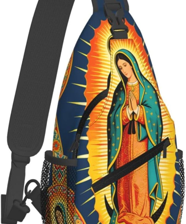 Our Lady of Guadalupe Sling Bag Crossbody Bags Clovers Chest Bag for Travel Hiking for Men Women Virgin Marys 5