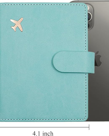 Deziliao Passport Holder,Passport Holder Card Slots, Passport and Vaccine Card Holder Combo, Cute Passport cover for Women and Men, with Waterproof Rfid Blocking, Passport Travel Wallet(Aqua Green)
