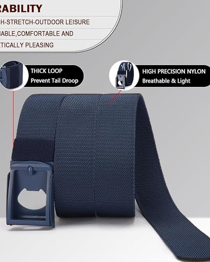 DOOPAI Stretch Canvas Belt for Men, Adjustable Elastic Holeless Web Belt for Casual, Golf, and Work, with Bottle Opener