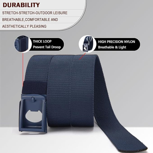 DOOPAI Stretch Canvas Belt for Men, Adjustable Elastic Holeless Web Belt for Casual, Golf, and Work, with Bottle Opener