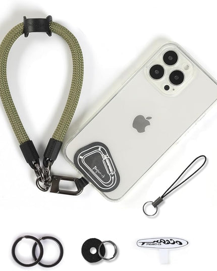 project-cb Hand Wrist Phone Strap,Phone Lanyard Patch ×2,Cell Phone Case Holder,Wristlet Strap for Key,AirPods,Camera (Green, 15.7inch)