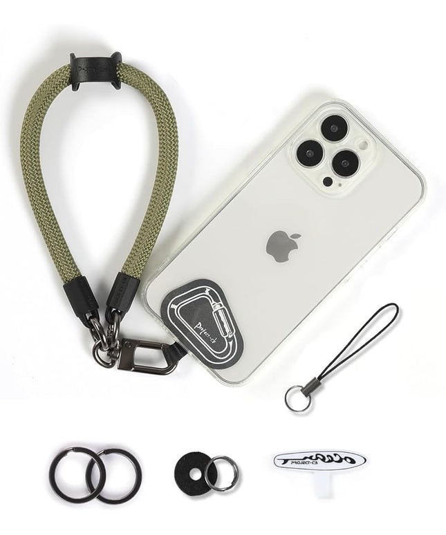 project-cb Hand Wrist Phone Strap,Phone Lanyard Patch ×2,Cell Phone Case Holder,Wristlet Strap for Key,AirPods,Camera (Green, 15.7inch)