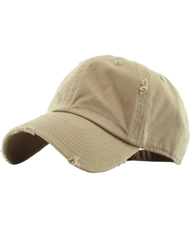 KBETHOS Vintage Washed Distressed Cotton Dad Hat Baseball Cap Adjustable Polo Trucker Unisex Style Headwear