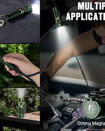 NICRON C1 EDC Flashlight Rechargeable, 1200 High Lumens Type C Charging Pocket Light with Tail Magnet - Small and Powerful Flashlight Dual-Way Clip Portable IPX8 Waterproof for Camping and Daily Use
