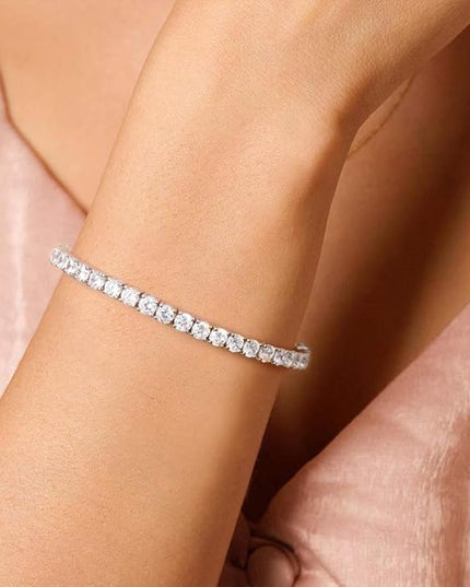 FANCIME Birthstone Bracelet Sterling Silver Gemstone Tennis Bracelets Fine Jewelry Wedding Bridal Prom Birthday Gift for Women Her, Length 7.2 Inch Width 4mm