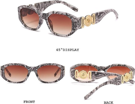 BUTABY Rectangle Sunglasses for Women Retro Driving Glasses 90’s Vintage Fashion Irregular Frame UV400 Protection
