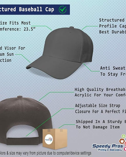 Baseball Cap Custom Personalized Text Dad Hats for Men & Women Strap Closure