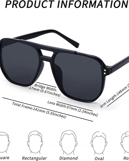 FEISEDY Retro Square Aviator Sunglasses Women Men 70s Vintage Trendy Plastic Frame Sun Glasses B2835