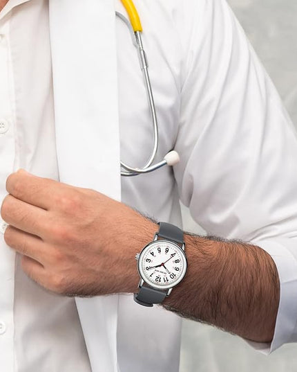GOLDEN HOUR Waterproof Nurse Watch for Medical Professionals, Students Women Men - Military Time Luminouse Easy Read Dial, 24 Hour with Second Hand, Colorful Silicone Band