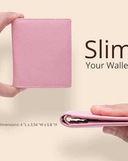 Bveyzi Ultra Slim Small RFID Wallet for Women, Leather Tiny Thin Bifold Pocket Ladies Wallet