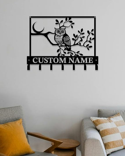 Personalized Custom Name Birds of Trees Wall Key Hooks,Metal Birds of Trees Art Clothes Hooks,Metal Birds of Trees Wall Home Storage Decorative,For Front Door, Hallway, Kitchen, Bedroom (Style I)