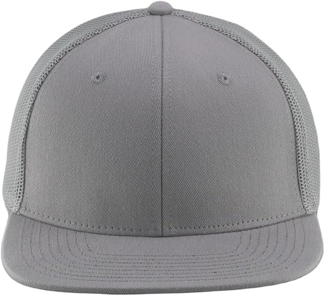 Flat Bill Snapback Mesh Hats | Fits OSFM & XXL Big Head | Blank Solid Color Adjustable Trucker Hat for Men