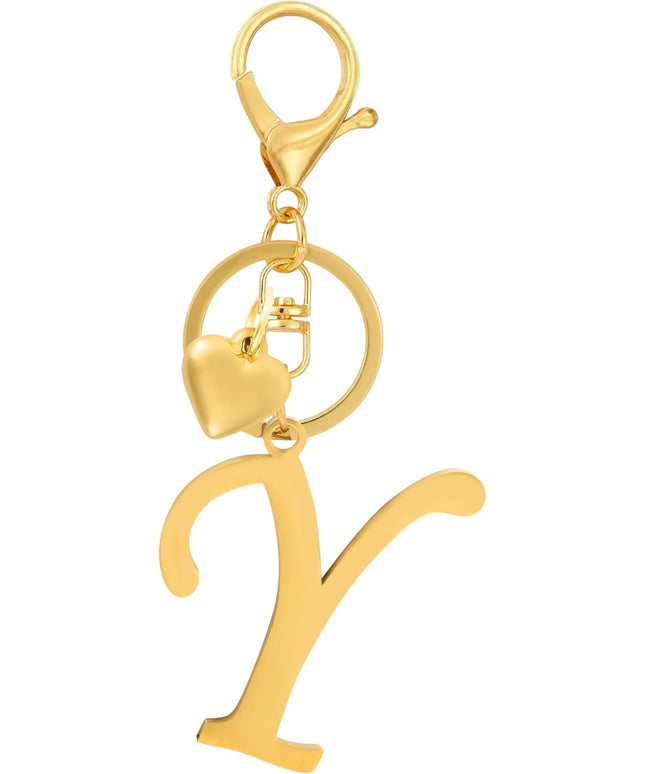 A-Z Heart Initial Letter Keychain, Stainless Steel Alphabet Charm for Handbags, Gift for Women and Girls