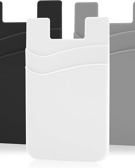 SS Card Holder for Phone Case, Phone Wallet Stick on Adhesive Silicone Cell Phone Pouch Suitable for iPhone Samsung Galaxy Any Smartphone 3 Pack