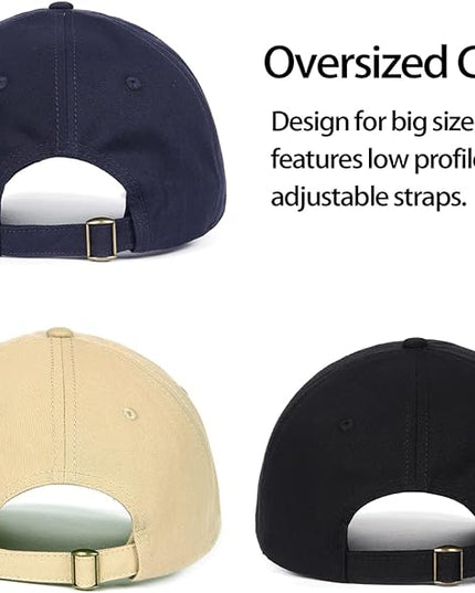 Zylioo XL XXL Oversize Baseball Cap, 100% Cotton Adjustable Dad Hat for Big Heads 23.5"-25.5", Soft Crown Large Size Cap