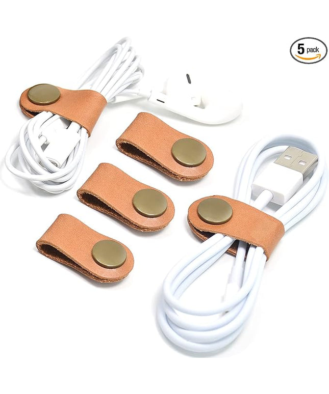 CAILLU Cord Organizer,Cord Keeper,Cable Organizer USB Holder,Cable Straps,Earbud case,wrap Headphone,Headset Winder,Earphone Clips Ties,stocking stuffers for men Gifts Leather