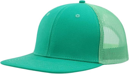 Flat Bill Snapback Mesh Hats | Fits OSFM & XXL Big Head | Blank Solid Color Adjustable Trucker Hat for Men