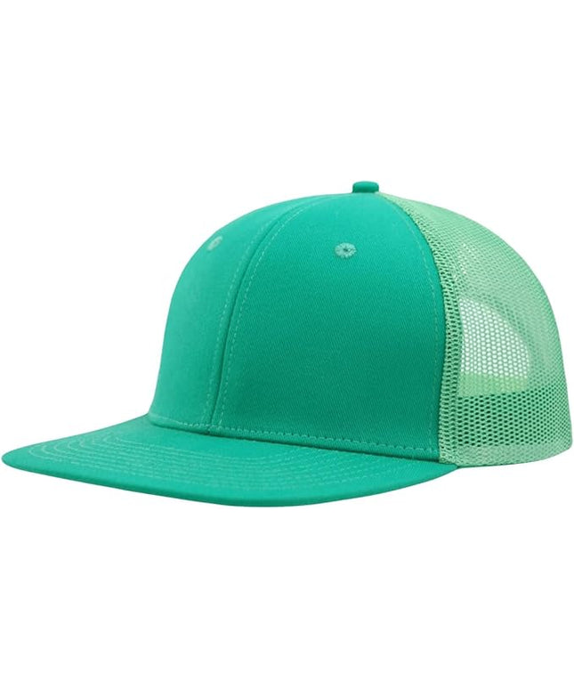 Flat Bill Snapback Mesh Hats | Fits OSFM & XXL Big Head | Blank Solid Color Adjustable Trucker Hat for Men