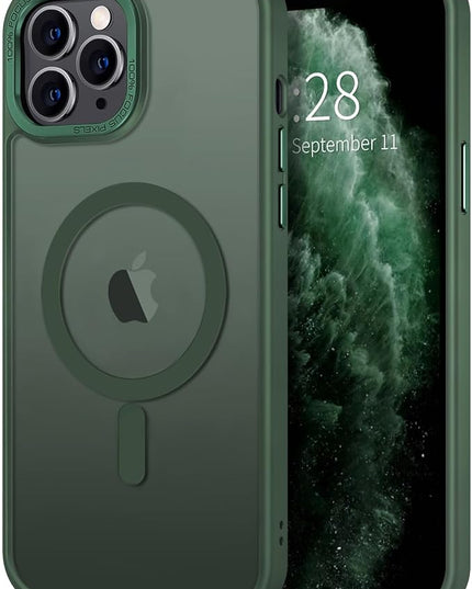 Hython Case for iPhone 11 Pro Max Case Magnetic Translucent Matte Phone Cases 6.5" [Compatible with MagSafe] Thin Slim Fit Shockproof Bumper Hard Protective Cover for Women Men Girls, Dark Green
