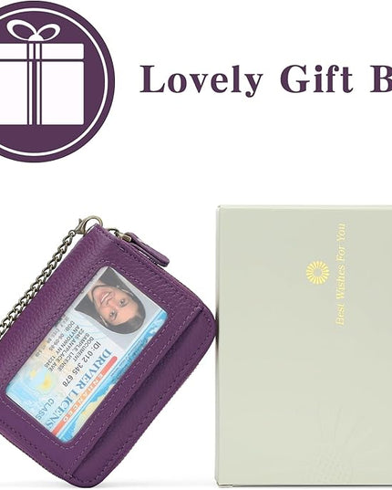 GOIACII Small Genuine Leather Wallet for Women, RFID Blocking Credit Card Holder Wallet