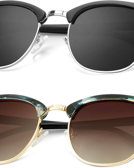 KALIYADI Polarized Sunglasses for Men and Women Semi-Rimless Frame Driving Sun glasses UV Blocking