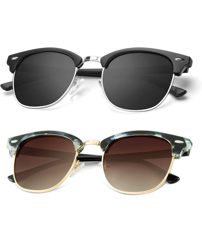 KALIYADI Polarized Sunglasses for Men and Women Semi-Rimless Frame Driving Sun glasses UV Blocking