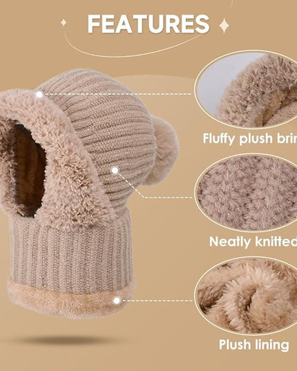 3 in 1 Beanie Hat with Scarf and Mask, Upgrade 3 in 1 Beanie Hat For Women, Fall Winter Warm Knitted Ski Scarf and Mask Set