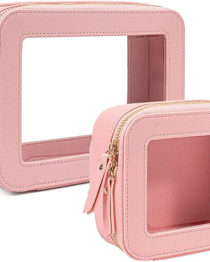 Travel Clear Makeup Bag Set, TSA Approved Cosmetic Bag Case with Zipper Portable Makeup Pouch Toiletry Bag Traveling Cosmetic Organizer Storage Bag Car Organizer Car Essentials