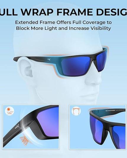 KastKing Huzzah Polarized Sport Sunglasses for Men and Women, Ideal for Driving Fishing Cycling and Running,UV Protection