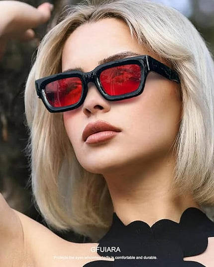 Trendy Square Sunglasses for Men Women Fashion Thick Rectangle Sun Glasses UV Protection Shades Designer Style