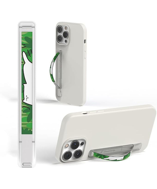 SleekStrip SleekGrip-Essential Ultra Thin Phone Grip Stand,Slim Metal Finger Loop Ring Hand Holder Strap Cell Phone Grips for iPhone 16 Pro Max,17 Air,Android,Case Back - Frosted x Forest Cat