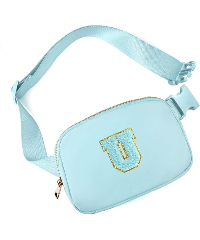 Gitus Gifts for 8 9 10 11 12 Year Old Girls Belt Bag Fanny Pack Crossbody Bags with Initial Letter Patch Cute Stuff Birthday Gifts for Teen Girls Women Personalized Trend Stuff (Icing Blue-U)