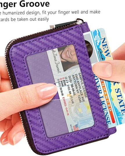 FurArt Zipper Wallet Women, RFID Blocking Credit Card Wallet, Business Card Holder, Compact Size KeyChain Wallet