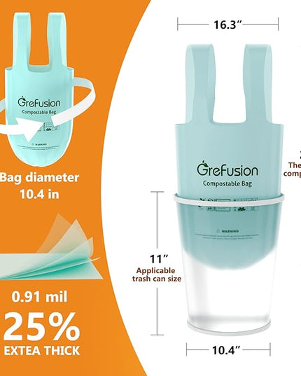 Compostable trash Bags, 2.6 Gallon,Thick 0.91 mils,Compost bin Kitchen,Food Scrap Waste Bags,Small trash bags for compost bin kitchen,Certified by BPI and OK Compost, (80 Count)