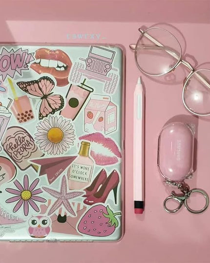 Girl's Pink Aesthetic Stickers - Waterproof Cute Stickers 50 PCS for Water Bottle, Laptop, Phone - Teens & Kids