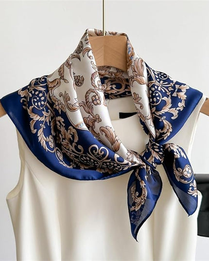 MINIDORA Satin Scarves for Women 27.5 × 27.5 inches Medium Square Elegant Silk Feeling Head Scarf