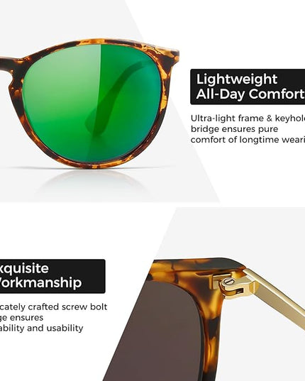 SUNGAIT Premium Vintage Round Sunglasses for Women Men Classic Retro Trendy Style