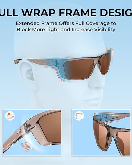 KastKing Huzzah Polarized Sport Sunglasses for Men and Women, Ideal for Driving Fishing Cycling and Running,UV Protection