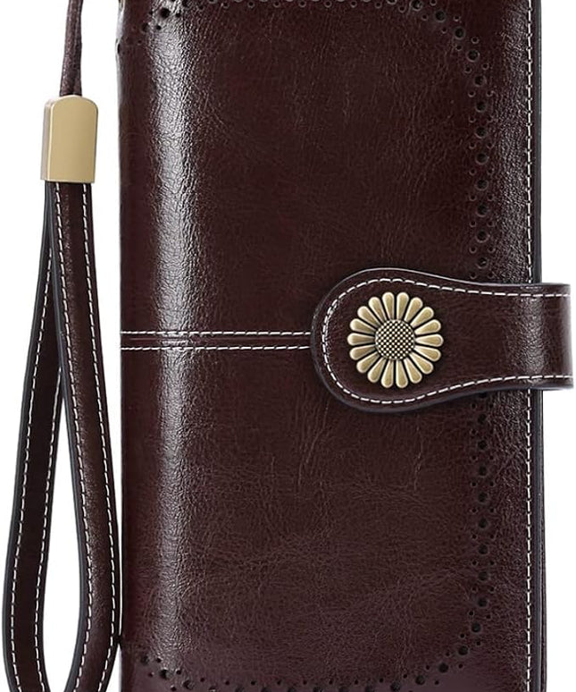 SENDEFN Wallets for Women Leather Credit Card Holder with RFID Blocking Large Capacity Wristlet | with RFID Blocking, Large Capacity, Wristlet, with RFID Blocking, Large Capacity, Wristlet
