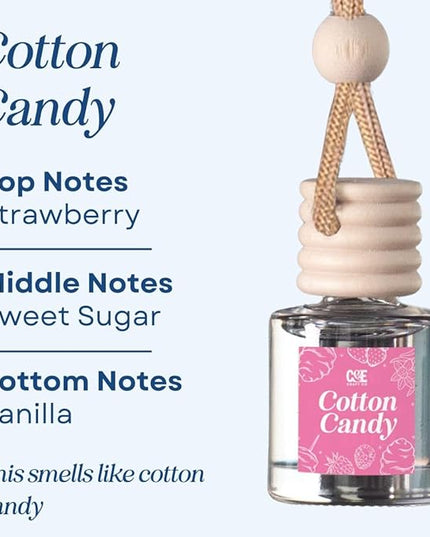 CANDECraftCo Car Air Hanging Fragrance Oil, Car Auto Freshener for Essential Oils, Scents Fragrance Aromatherapy Automobile Diffuser, Long Lasting (Cotton Candy)
