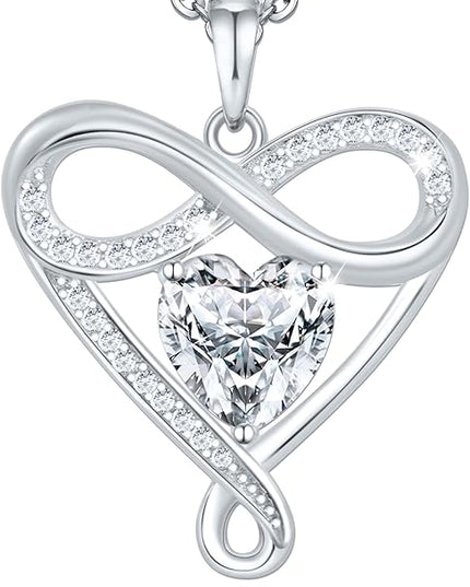 925 Sterling Silver Infinity Necklace - Exquisite Silver Jewelry for Women, Love Heart Necklace for Birthday, Anniversary, Valentine’s Day - Ideal Gift for Girlfriend, Wife, Mom, or Her