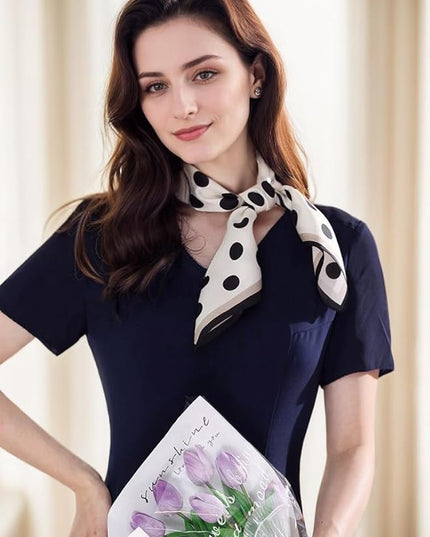 ANDANTINO 100% Pure Mulberry Silk Small Square Scarves -21'' x 21''- Digital Printed Neckerchief –Women Men Lightweight Scarf
