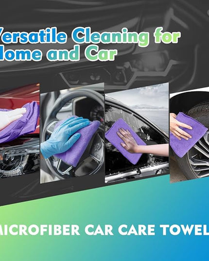 HOMEXCEL Purple Microfiber Cleaning Cloth 12 Pack 12.5 x 12.5 Inch Microfiber Towels for Cars Ultra Absorbent Cleaning Rags Lint Free Cleaning Towels for Household Kitchen, Window Car