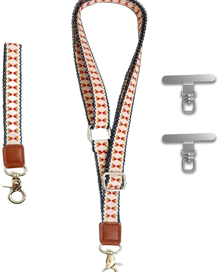 LEMEDE Wrist Keychain and Adjustable Phone Lanyard, Silver Hook Phone Crossbody Strap with 360° Rotating Phone Pads