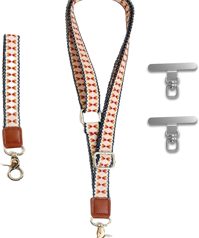 LEMEDE Wrist Keychain and Adjustable Phone Lanyard, Silver Hook Phone Crossbody Strap with 360° Rotating Phone Pads